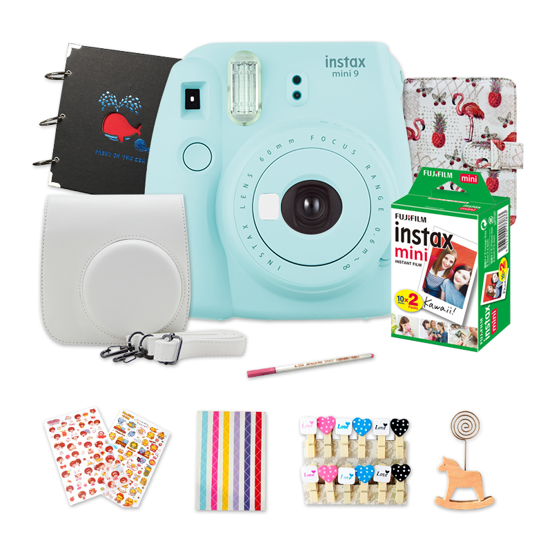 富士instax立拍立得学生一次成像mini9冰霜蓝美颜相机