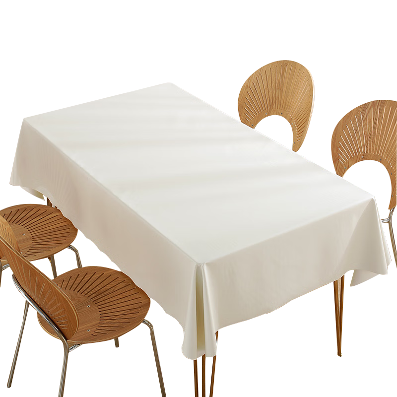 晴画 TPU防水桌布防油餐桌垫长方形台布书桌茶几布 奶油白130*180cm
