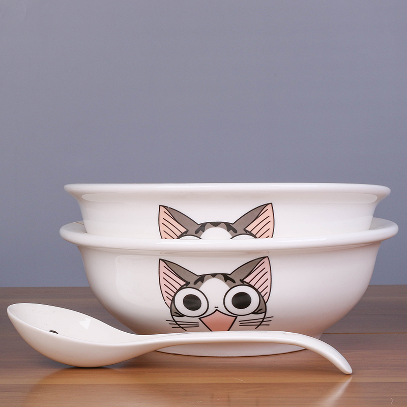 云鸿陶瓷2个汤碗1个汤勺家用大号陶瓷汤盆中式创意酸