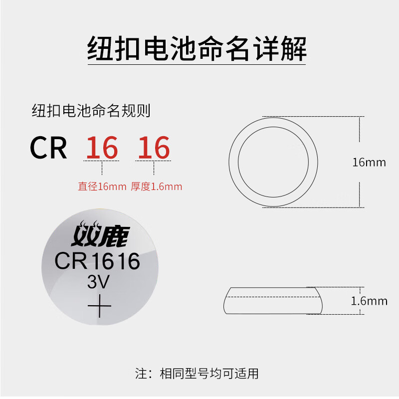 双鹿CR1616纽扣电池 5粒装主板电池是通用的吗？需要挑型号吗？