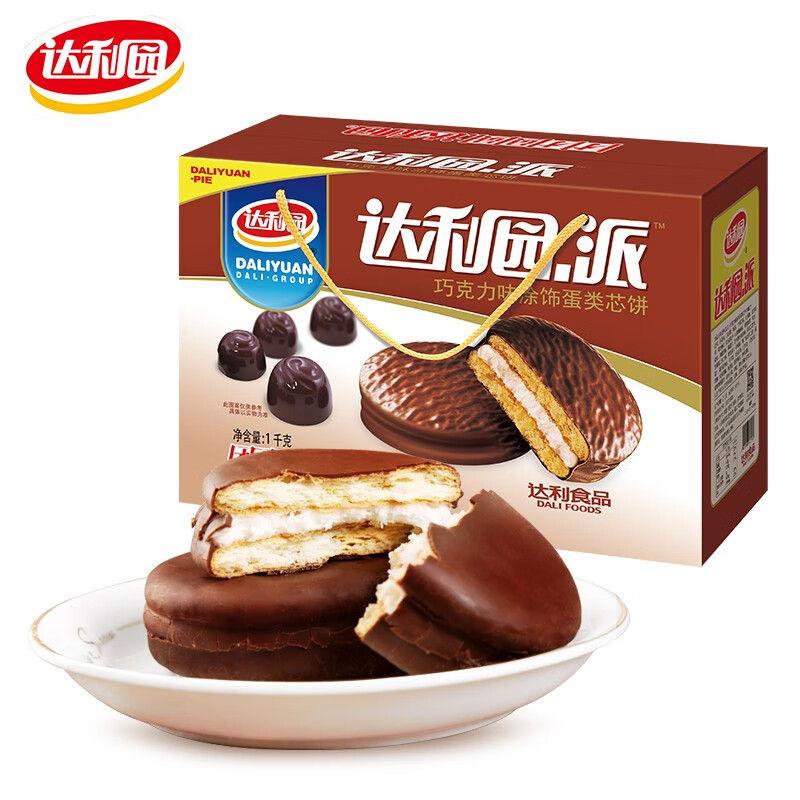 达利园巧克力派1000g礼盒装早餐零食休闲食品整箱面包点心糕点年货送礼 巧克力派 （新老包装随机发货） 1kg