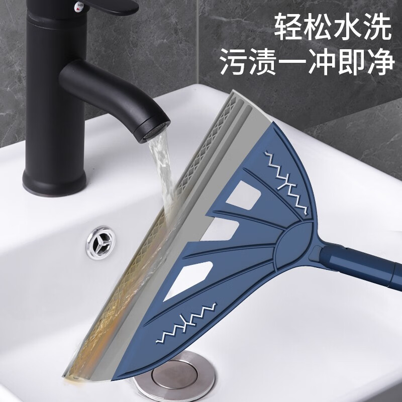 多亮魔术硅胶扫把笤帚家用浴室厕所扫灰刮地板刮水神器拖把卫生间头发 扫把头固定款-绿色1个装