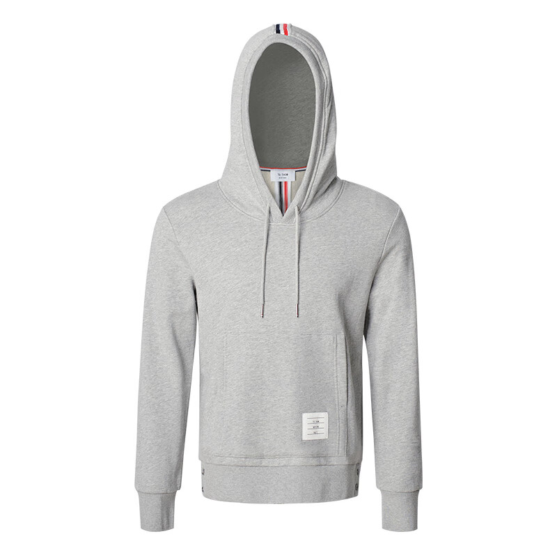 thom binpan美国tb男装连帽卫衣男春秋新款纯棉后背红白蓝色织宽松