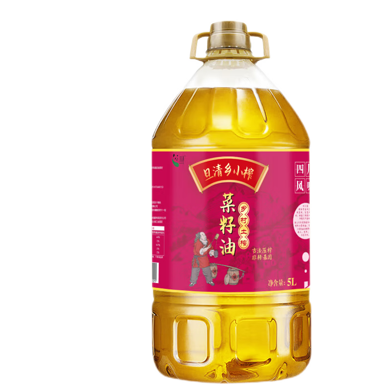 旦清非转基因一级压榨菜籽油 乡村土榨物理压榨食用油 5L