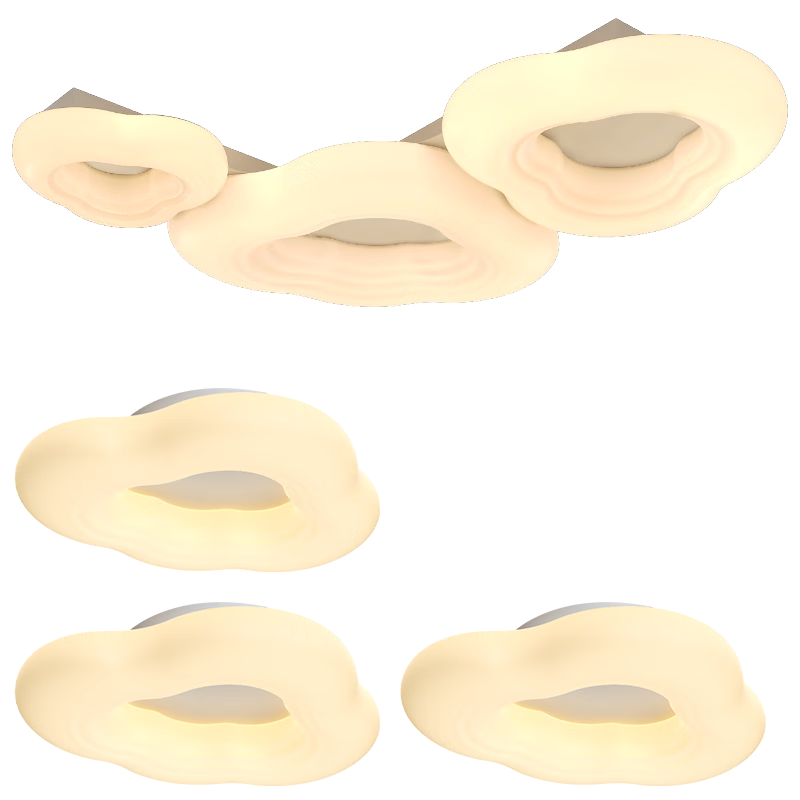 欧普照明（OPPLE）护眼吸顶灯调色云朵灯奶油风Ra95高显色客厅灯套餐1 呵护光包安装