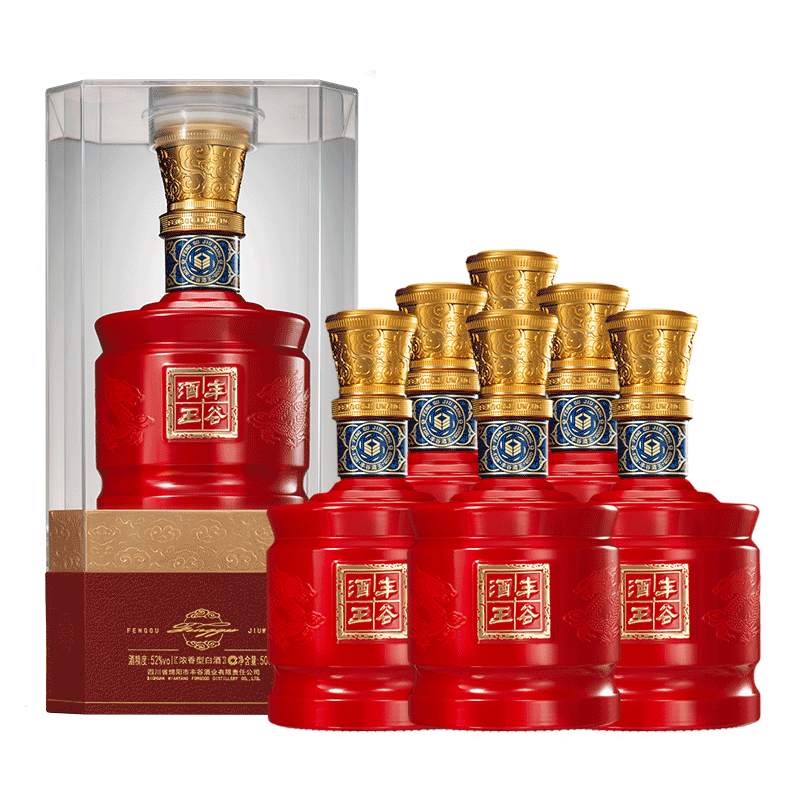 丰谷丰谷酒王经典酒 浓香型白酒 52度 500ml*6瓶(整箱装)