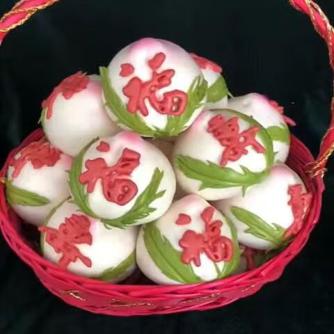 春之言生日寿桃馒头结婚花样上供馒头福袋馍蔬菜包子食品 彩虹寿桃200