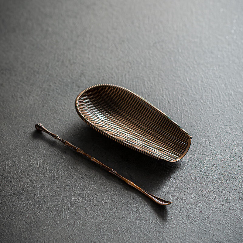 拓进德国进口品质茶道配件茶荷创意编织茶匙茶则茶拨茶勺合金材质功夫