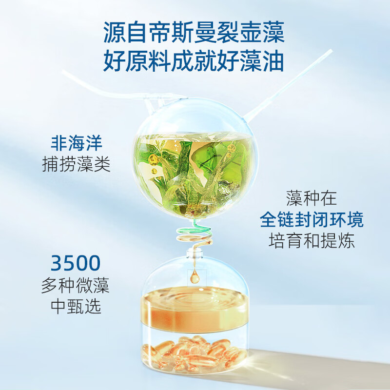 优珍进口藻油dha软胶囊60粒/瓶儿童宝宝海藻油青少年学生孕妇成人DHA 60粒*1瓶