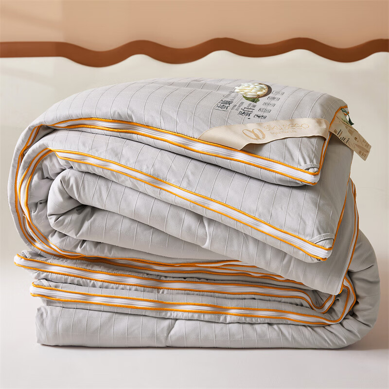 水星系列家纺正品蚕丝被100桑蚕丝被子被芯冬被结婚子母被二合一春秋被夏凉被  时尚灰-100桑蚕丝被 220X2404+8斤拉链款子母被