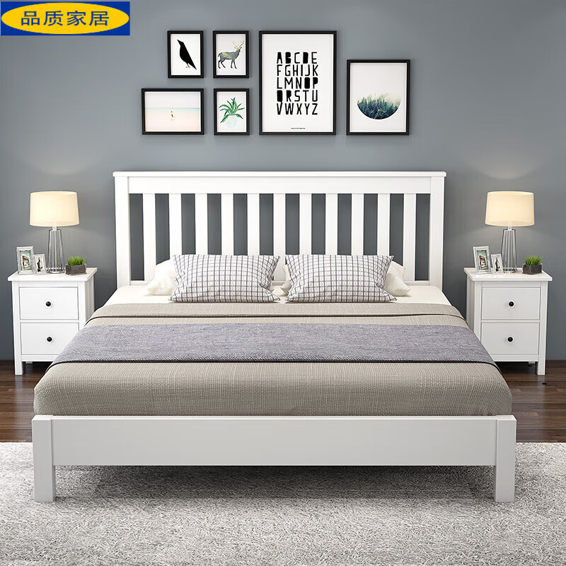 宜家盛宇【品牌直销】床铁架床床现代简约白色铁艺床双人床加固加厚北