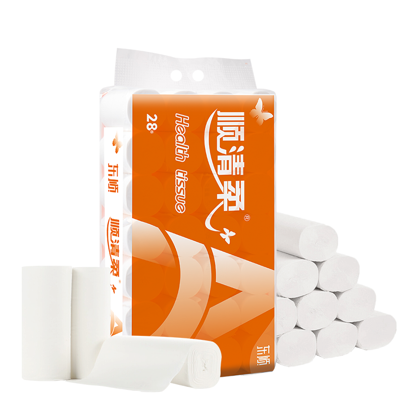 顺清柔无芯卷纸国际版5层178.57g*28卷 加厚长条卫生纸厕纸（5kg/提）