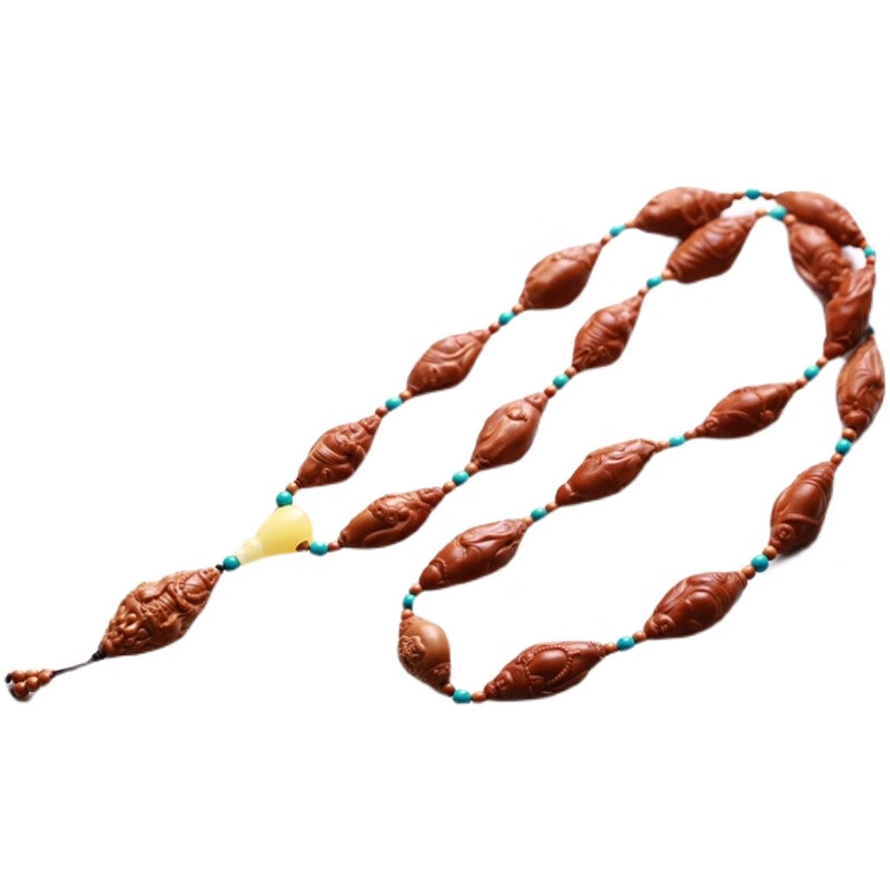 snqp七夕礼物 高端品 橄榄核脖挂十八弥勒长串项链橄榄胡核雕男女文玩