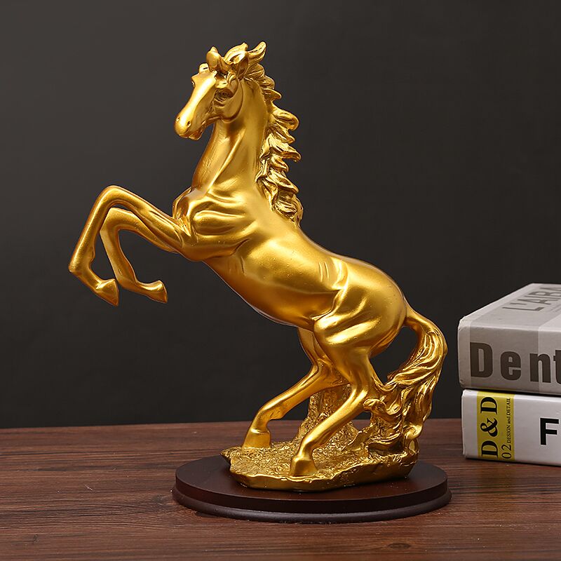 成功客厅摆件家居饰品酒柜中式书房装饰品办公室摆设 金色 马到成功1