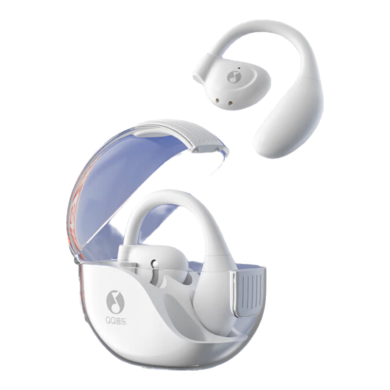QQ音乐 EK11-月白 开放式蓝牙耳机无线不入耳运动跑步通话降噪耳机长续航TZ01