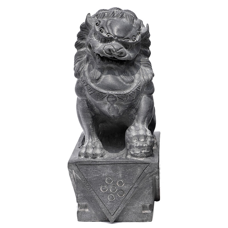 元渃石狮子石狮子一对看门石头雕刻青石小狮子摆件小号门口家用原
