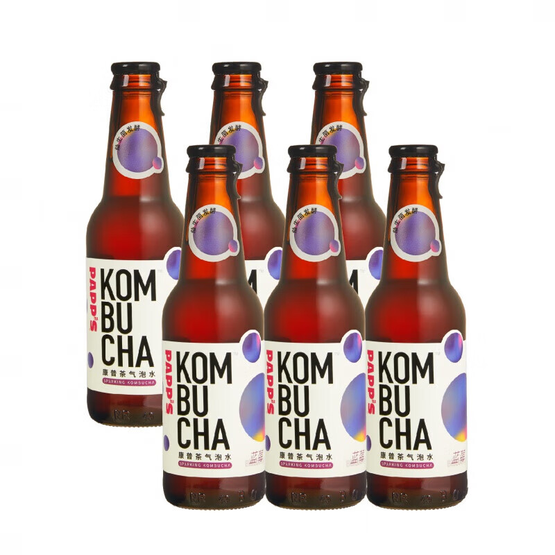 南美豹papps派帕斯康普茶气泡水kombucha益生菌发酵茶230mlx6瓶装