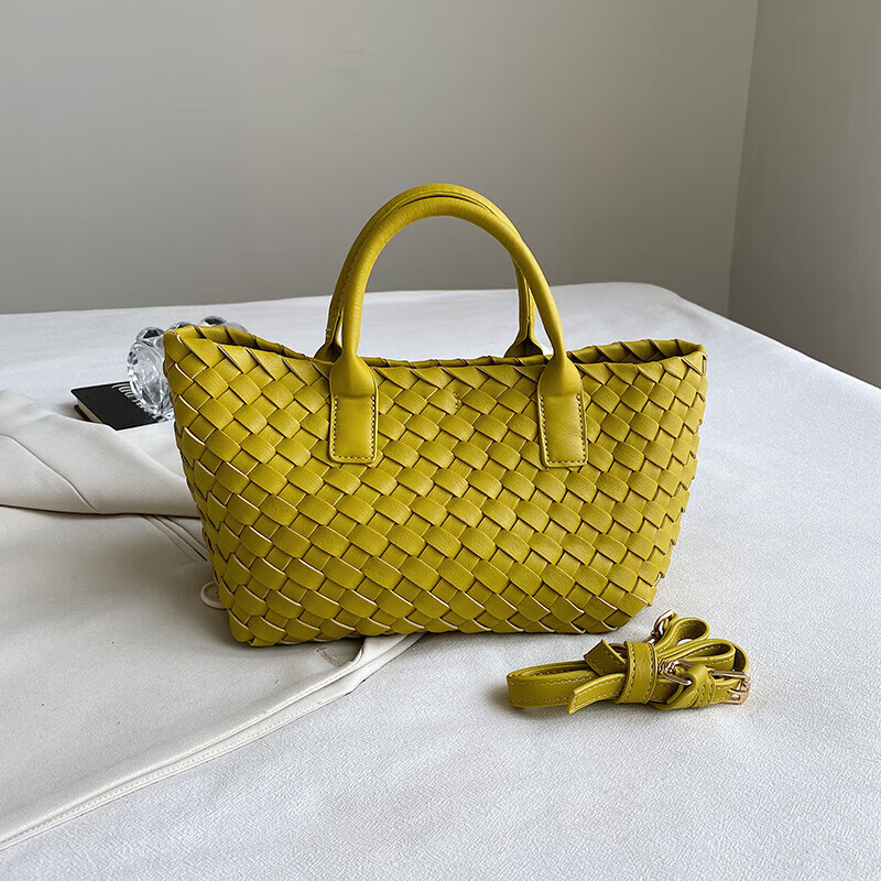 medyst手工编织包包女法式感通勤手提包大容量网红单肩斜挎包 黄色