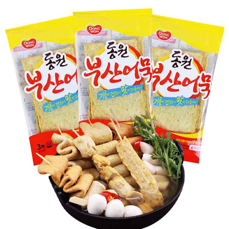 東遠(yuǎn)魚餅韓國進(jìn)口甜不辣海鮮餅炒年糕材料韓式火鍋關(guān)東煮魚糕串 進(jìn)口魚餅 600g （200g*3袋）