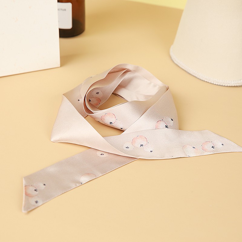 苏州博物館太湖雪联名款桑蚕丝印花丝绸领巾真丝细窄长条小丝巾 送礼