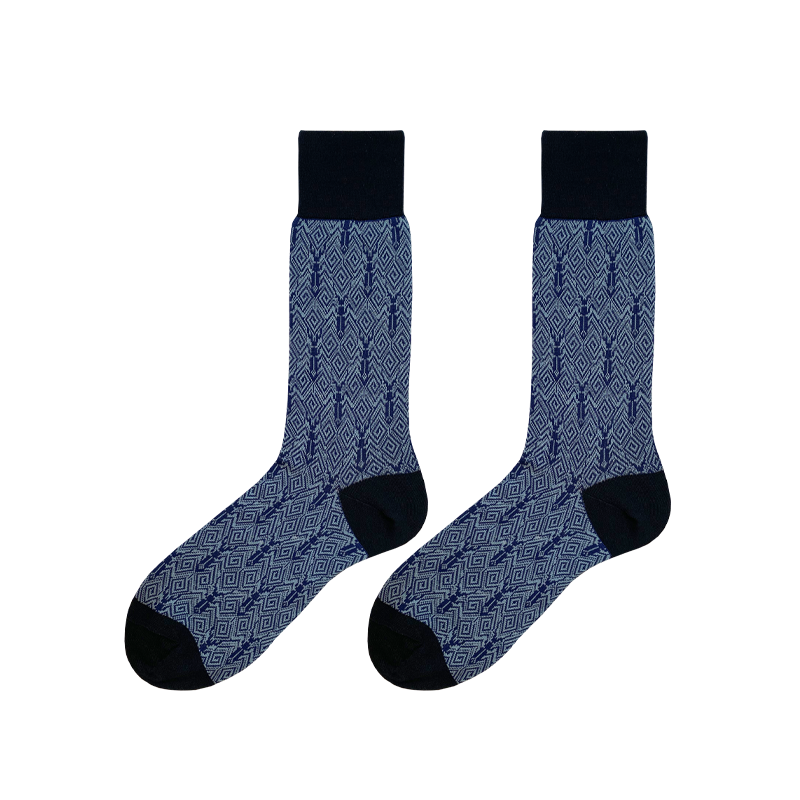 oceanwings男士几何图案商务休闲袜子 吸汗透气优雅正装皮鞋棉袜 甲虫几何 40-45