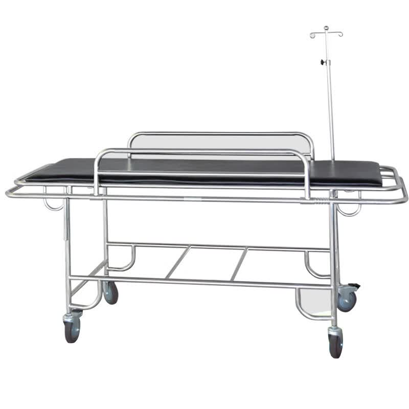 电商医用不锈钢推拉运配病人推车平板担架床刹车轱辘配输液杆 不带