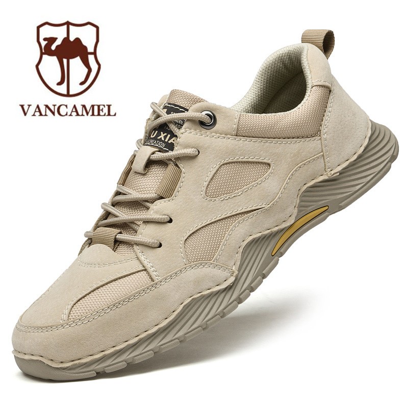 西域骆驼男鞋春秋季新款男士大码休闲鞋百搭网面透气鞋子男 沙色 38码