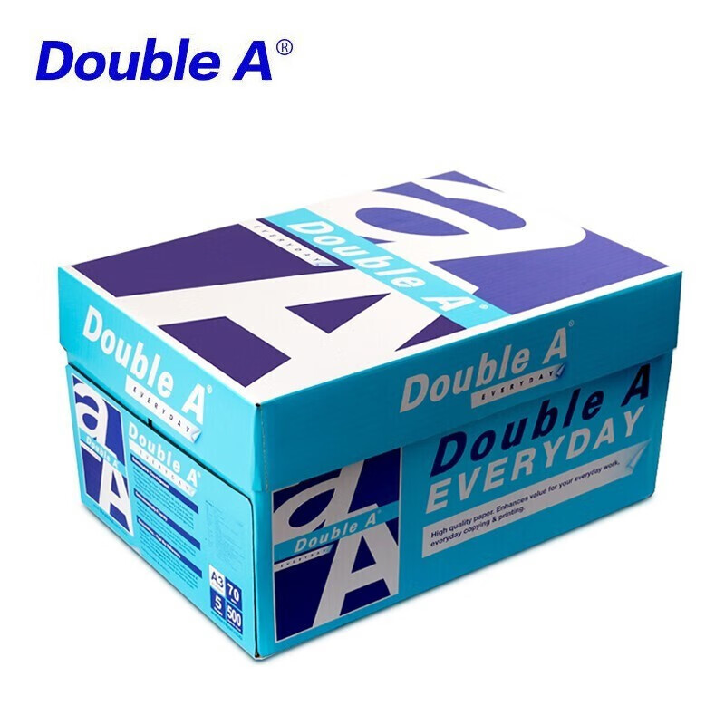 Double A 達伯埃復印紙學(xué)生辦公用品打印紙可雙面打印整箱批發(fā)多省免郵 A3 70克 整箱（5包）