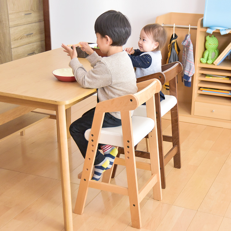 日本GEN 儿童餐椅宝宝餐桌椅实木多功能婴儿成长升降座椅 家用吃饭木质椅子 原木色「白色坐垫」
