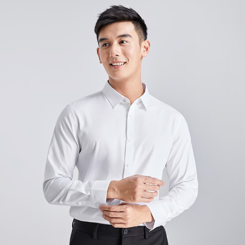 莱克斯顿长袖衬衫男【商场同款】春秋方领系扣透气休闲百搭风上衣男 M