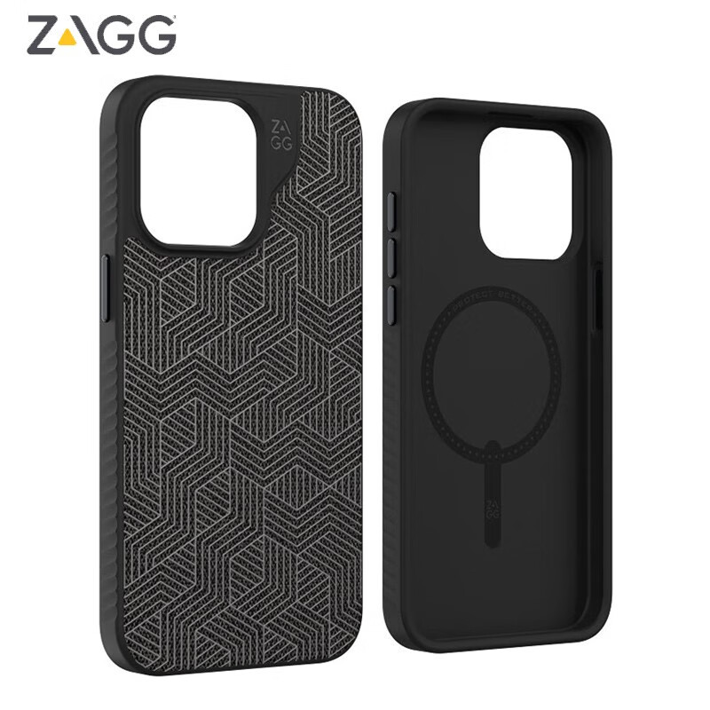 ZAGG苹果iPhone15Pro max手机壳 轻奢抗菌磁吸保护壳6.7 石墨烯4米防摔手机壳 雅黑色