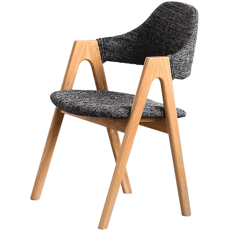 香木语   北欧实木椅子简约书房椅单人餐桌椅现代扶手椅子时尚靠背软包木椅    原木深灰(榉木款)