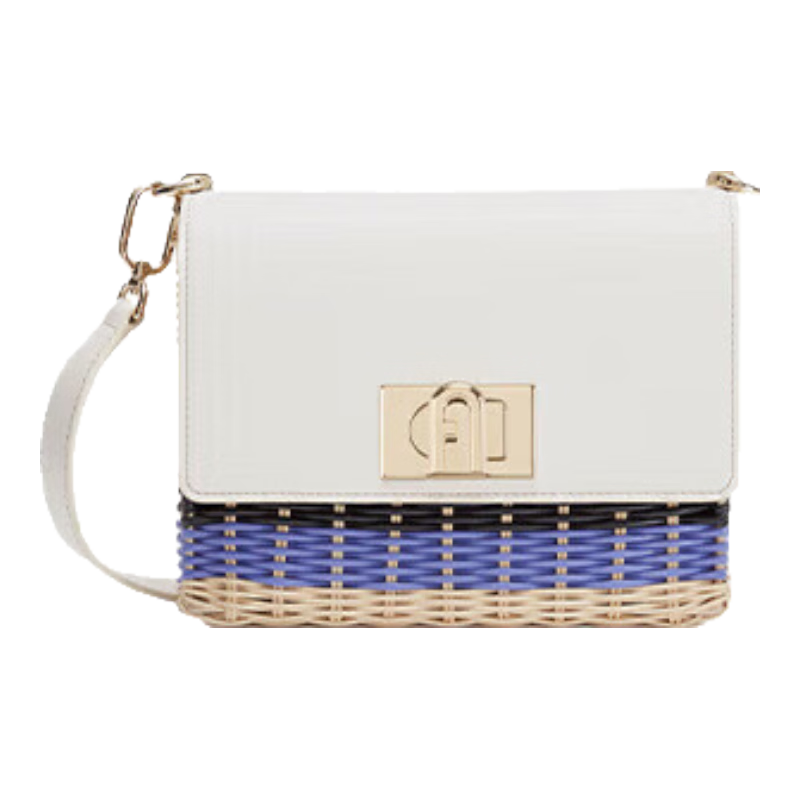 芙拉（FURLA）1927系列女士牛皮MINI單肩斜包拼接款 純白花色【禮物】