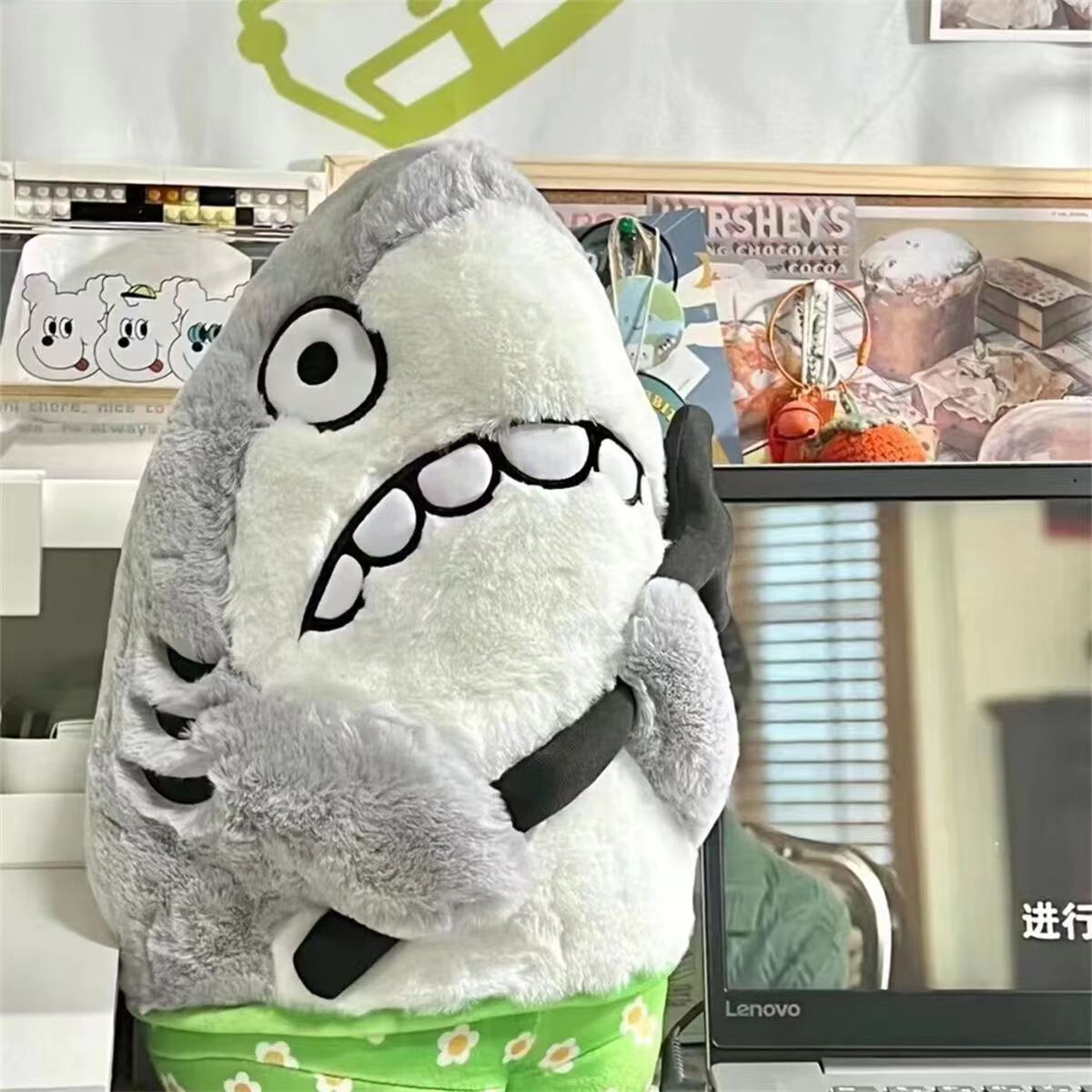 尚佳帮傻不拉几布娃娃搞怪鲨鱼抱枕毛绒玩具鲨雕鲨叉站岗玩偶鲨bee