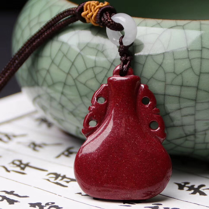 原矿朱砂平安瓶吊坠高含量紫金砂吉祥如意宝瓶本命年转运挂件 尺寸约