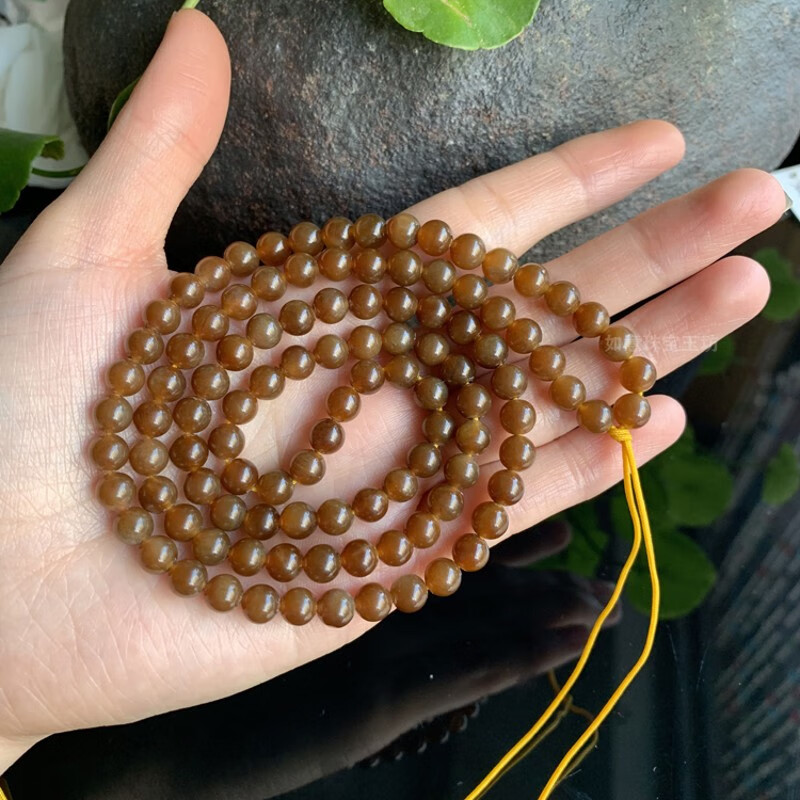 木普森 且末糖圆珠6mm108颗项链 手串和田玉糖料吊坠 玉坠挂绳珠 链