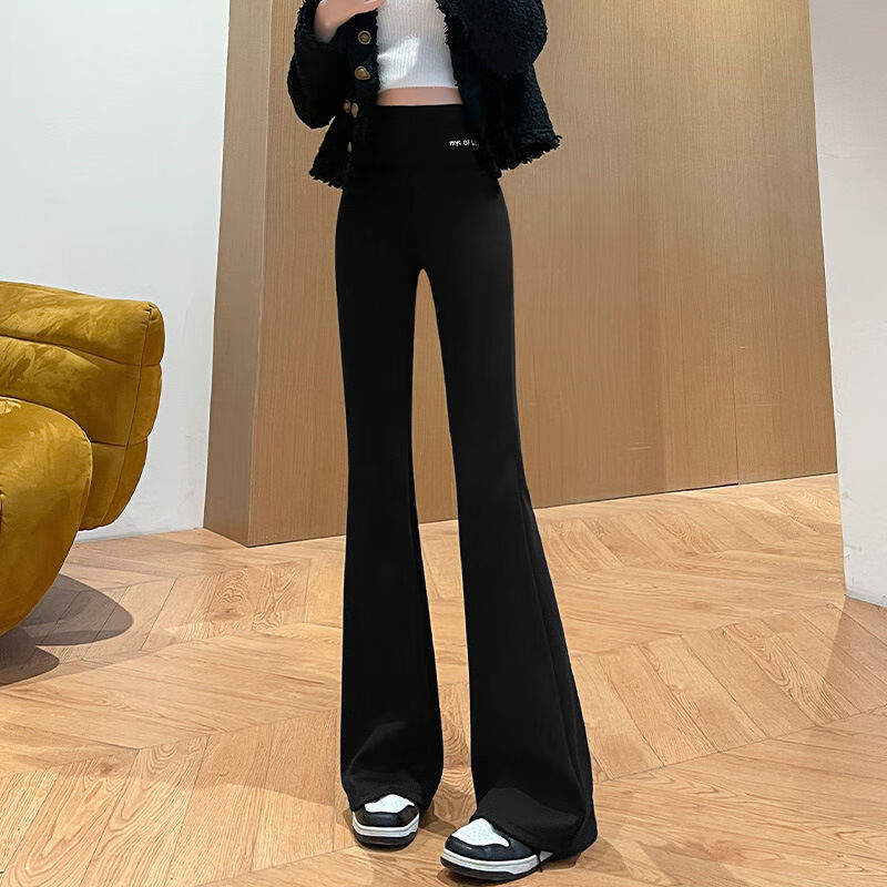 宁墅微嗽叭裤女啦拉垃叭八扒裤子牛仔裤2023春秋新款高腰显瘦芭比裤喇