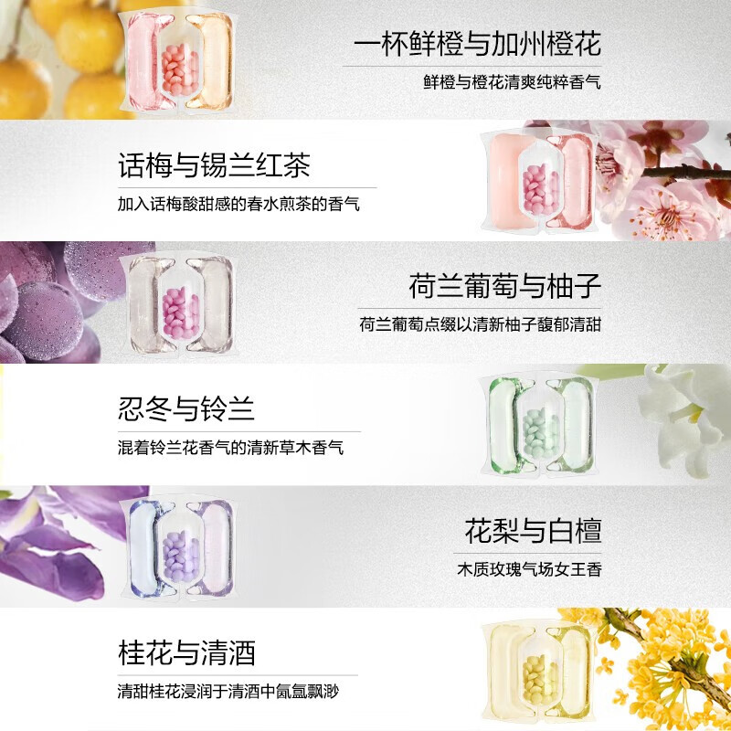 绽家（LYCOCELLE）洗衣凝珠三合一抑菌除螨去污渍柔顺护衣持久留香 桂花3腔 12g 10颗*1袋