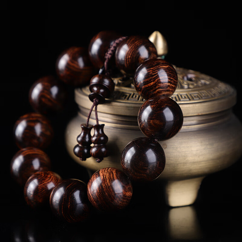 【附国检鉴定证书】海南黄花梨高油密老料紫油梨20mm*12颗佛珠手串盘
