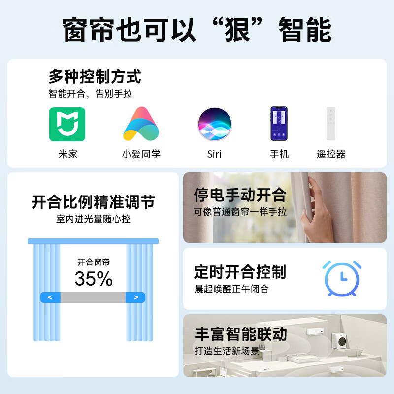 平头熊【新款S6】接入米家蓝牙mesh智能窗帘电机小爱语音控制电动窗帘 上门安装 新款米家mesh电机 6M套装