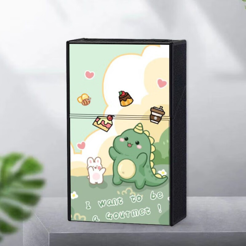 动漫充电打火机烟盒一体防风20支装高颜值二次 甜点飞恐龙 礼盒款 粗
