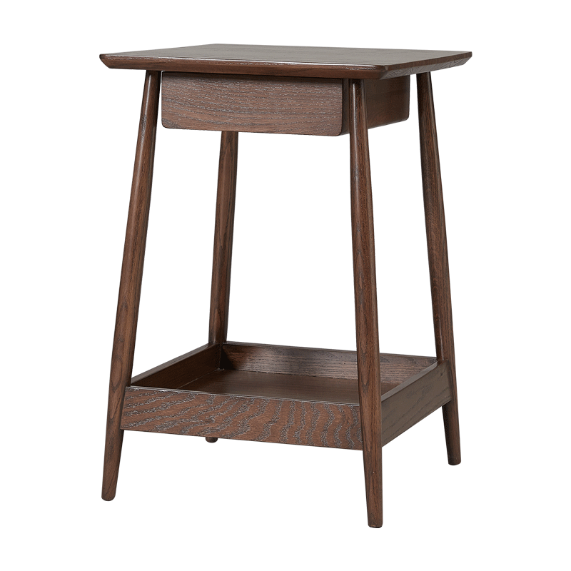 原始原素实木床头柜现代橡木床边立柜北欧黑胡桃色柜子 JD-1657