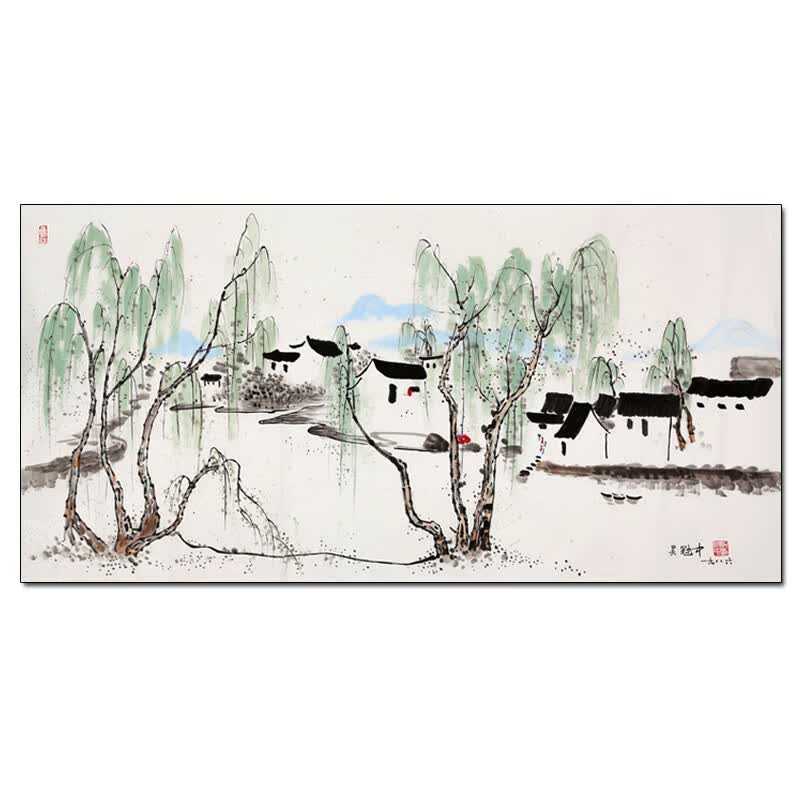 《江南水乡》名人手绘水墨画山水画油画艺术品拍卖书画收藏国画客厅