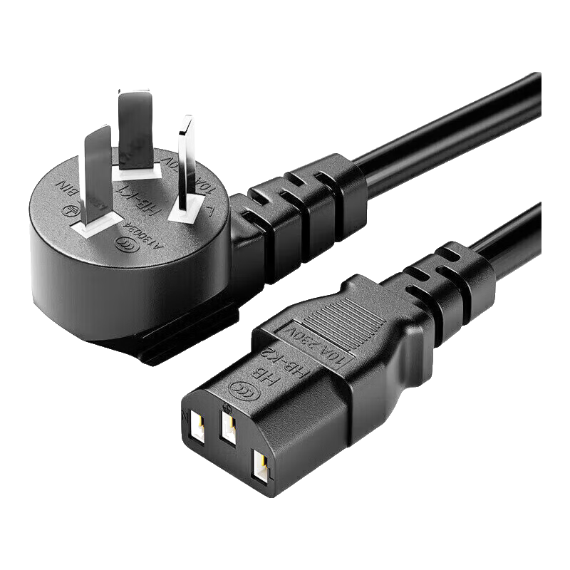 裕合聯(lián)電源線(xiàn)三芯適用于電腦主機顯示器電飯煲臺式機箱打印機燒水壺直插頭三孔品字尾國標3C認證 【2500W】 國標3C認證 2米