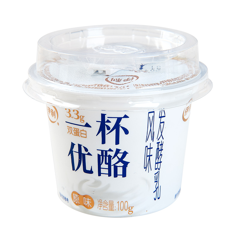 伊利杯优酪酸奶小杯装乳酸菌风味发酵乳双蛋白原味酸牛奶 一杯优酪6杯