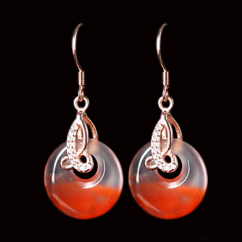 一北 凉山南红玛瑙耳坠 耳环 冰飘水透干净925女耳饰 尺寸:15mm 重量