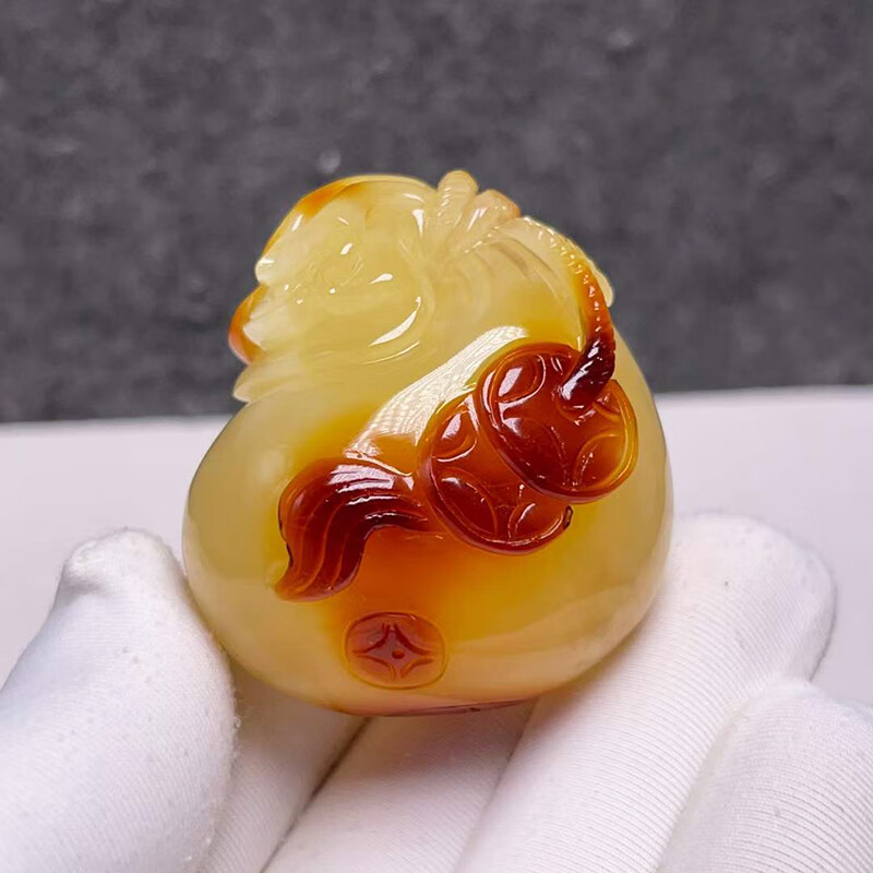 天然鸡油黄满蜜蜜蜡 代代有福聚宝袋财源滚滚 福袋钱袋百宝锦囊枣红皮