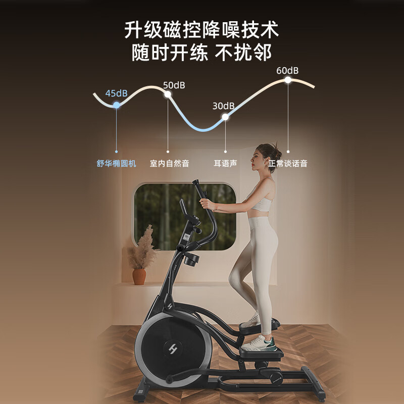 舒华（SHUA）智能椭圆机家用太空漫步仪椭圆仪登山机健身房运动器材ET6 曜石黑