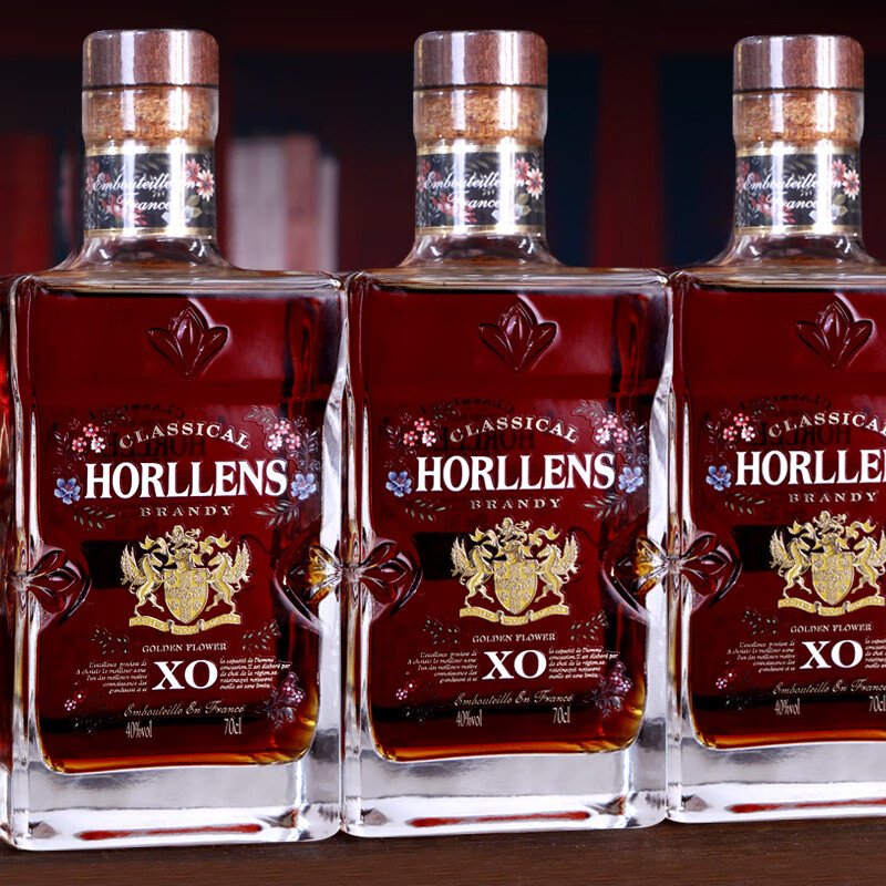 豪崙狮  金花XO 白兰地 法国原瓶进口  40度 洋酒  送礼聚会礼盒装 700mL 4瓶 礼盒装