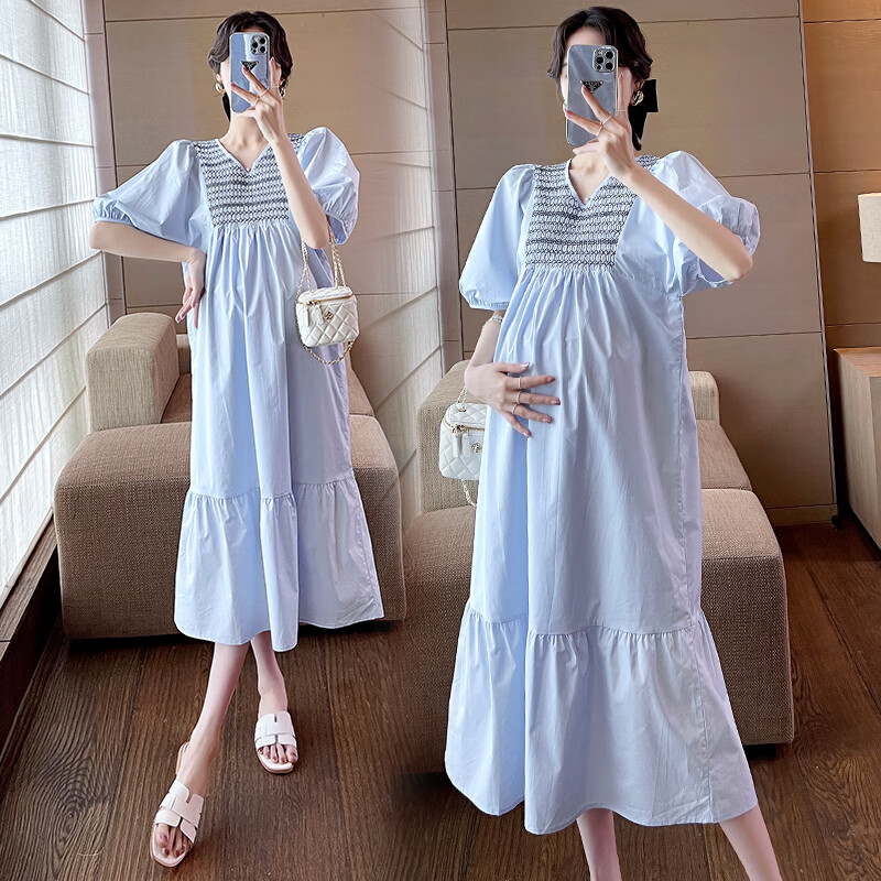 妈咪孕妇连衣裙夏装高级感遮肚显瘦夏款2024新款宽松长款孕妇裙子夏季